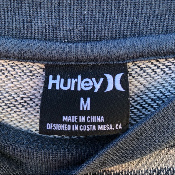 Hurley Striped Long Sleeve Crew Neck - Blue & Gray - Medium NWT - Picture 7 of 16